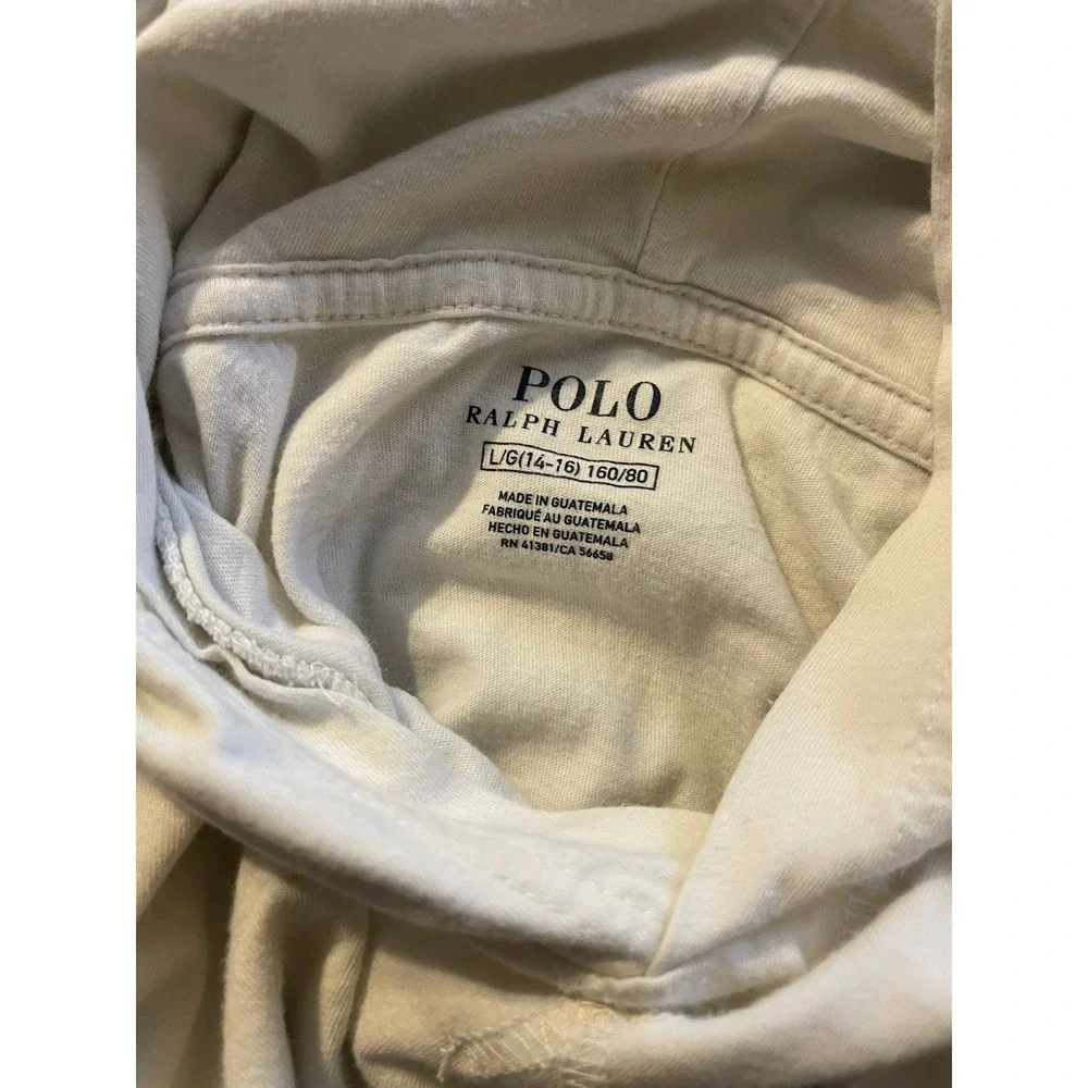 Polo Ralph Lauren Boys White Graphic Mortcycle Bike Long Sleeve Shirt Large 14/1